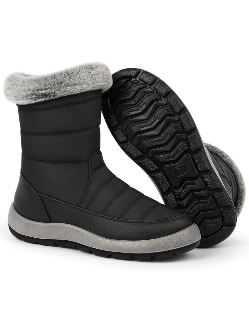 Cozy Waterproof Mid Calf Snow Boots for Women - Faux Fur Lined, Zipper Closure